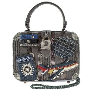 MARY FRANCES Mile High Top-Handle Embellished Travel Top Handbag Satchel
